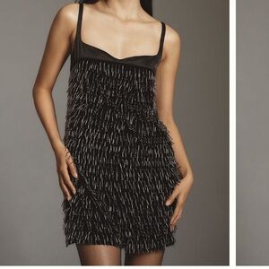 Anthropologie Sweetheart Fringe Mini Dress